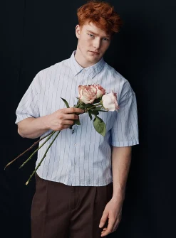 Etched stripe linen shirt
