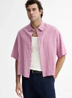Etched stripe linen shirt