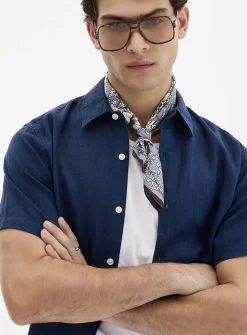 100% European linen short-sleeve shirt