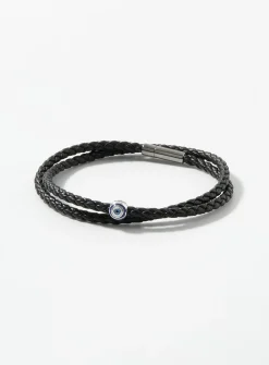 Evil eye braided leather bracelet