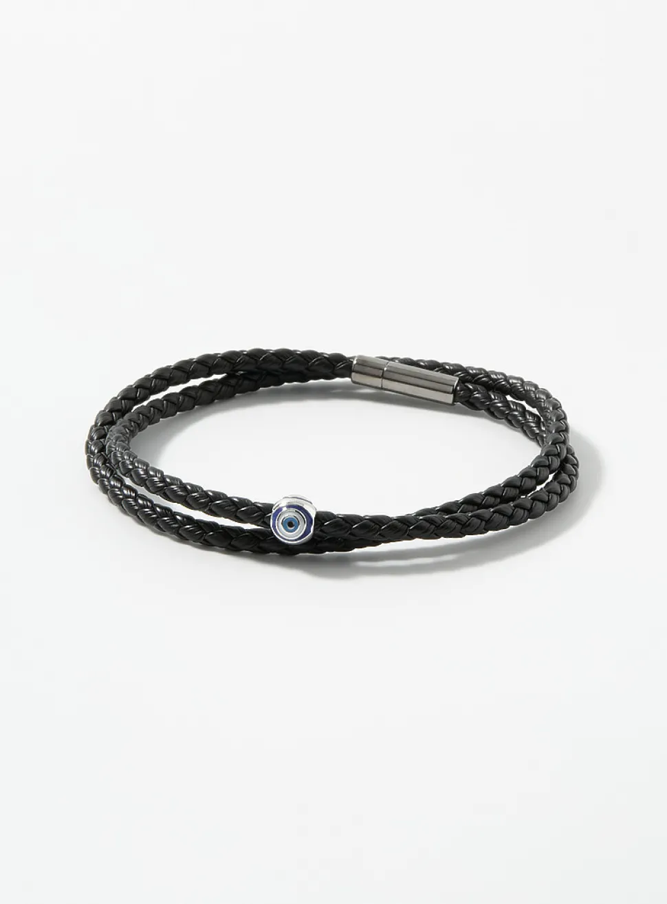 Evil eye braided leather bracelet