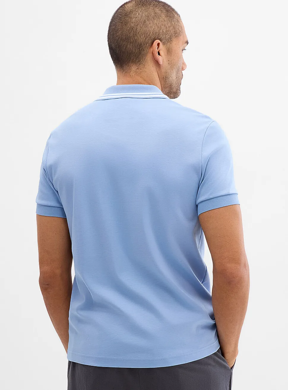 Exclusive striped-collar jersey polo