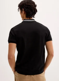 Exclusive striped-collar jersey polo