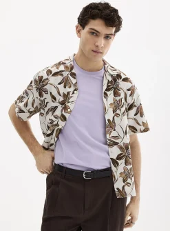 Exotic flower linen shirt