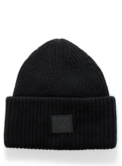 Face logo oversized turned-up cuff toque