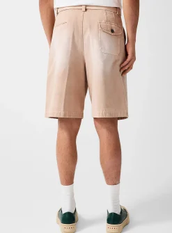 Faded canvas belted Bermuda short