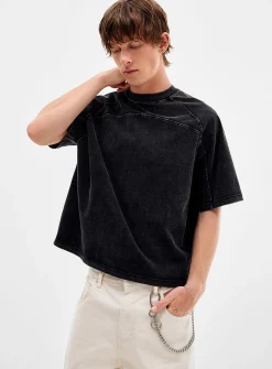 Faded panelled cropped T-shirt