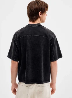 Faded panelled cropped T-shirt