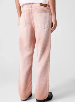 Faded pink cotton-linen jean