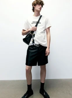 Faux-leather short