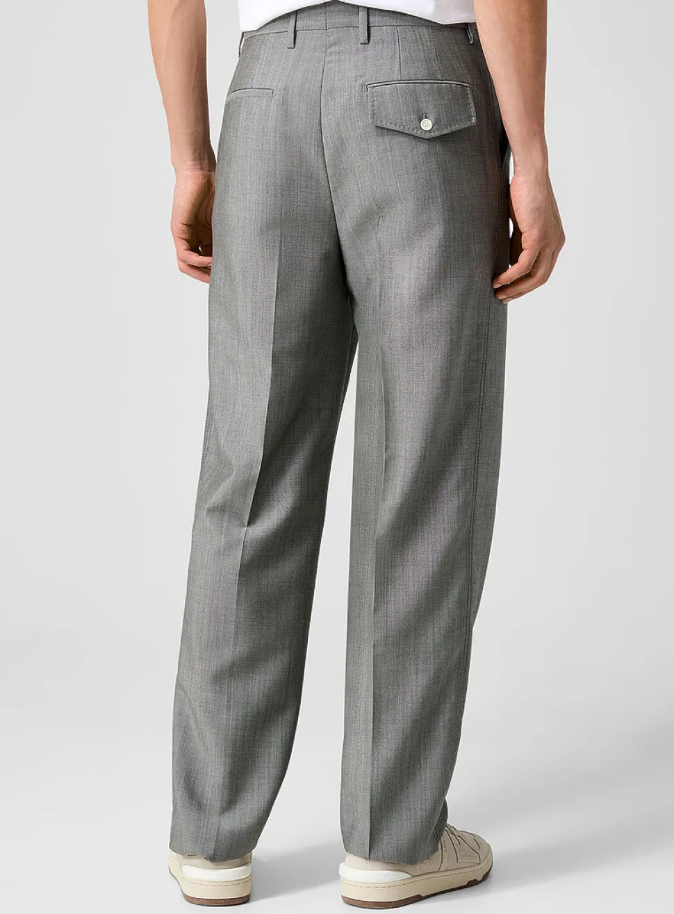 Faux-plain grey pleated pant