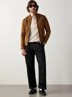 Faux-suede biker jacket