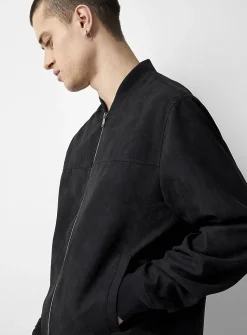 Faux-suede bomber jacket