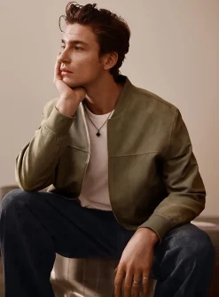 Faux-suede bomber jacket