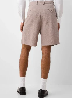 Fery pleated seersucker Bermudas