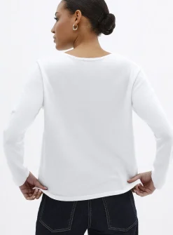 Fine-knit boat-neck sweater