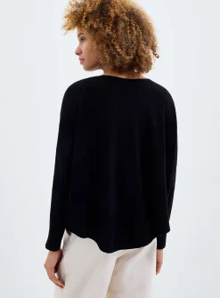 Fine knit oversized boxy-fit boat-neck sweater