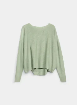 Fine knit oversized boxy-fit boat-neck sweater