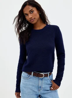 Fine ottoman-knit crew-neck sweater