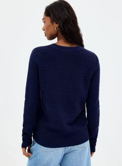 Fine ottoman-knit crew-neck sweater