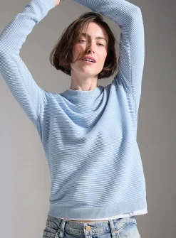 Fine ottoman-knit crew-neck sweater