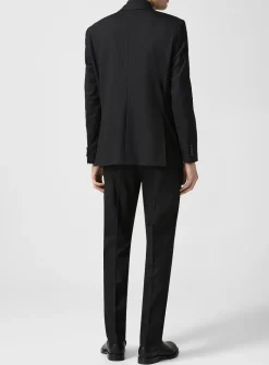 Fitted black twill suit