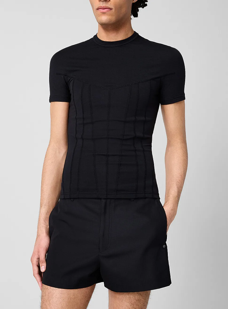 Fitted corset-effect T-shirt