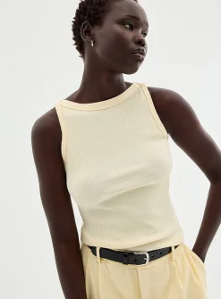 Fitted ribbed boat-neck cami