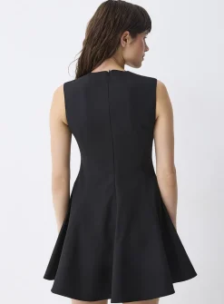Fitted-waist flared tailored dress