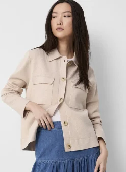 Flap-pocket polo-collar cardigan