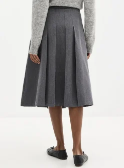 Flat pleats midi skirt