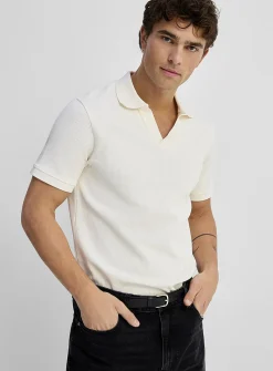 Flat-ribbed Johnny collar polo