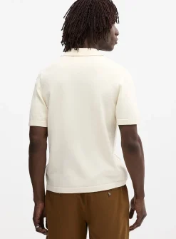 Flat-ribbed polo-collar cardigan