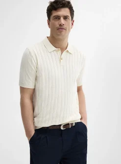 Flat-rib knit polo