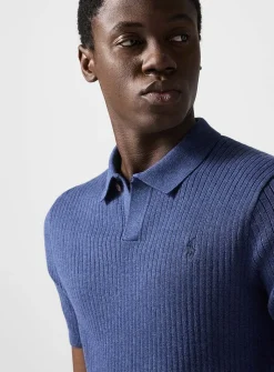 Flat-rib knit polo