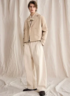 Flecked beige pleated pant