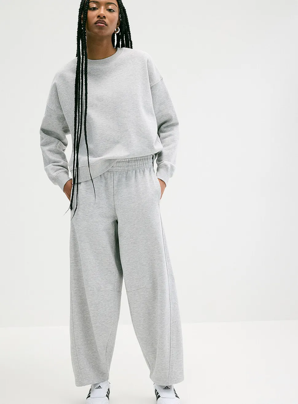 Fleece barrel-leg pant