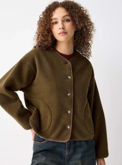 Fleece boxy-fit jacket