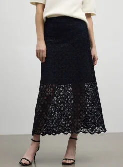 Floral guipure maxi skirt