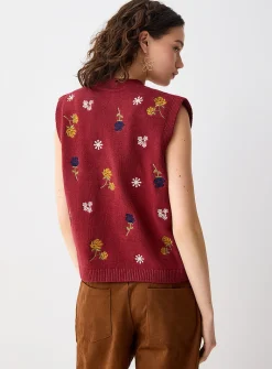 Floral knit vest