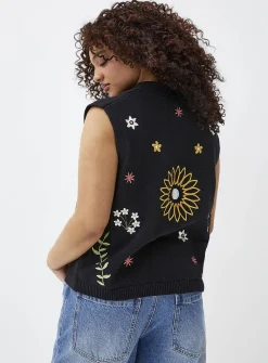 Floral knit vest