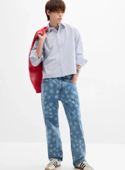 Floral pattern blue jean