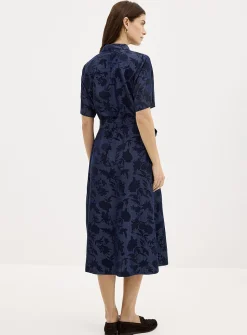 Floral shadows denim-like shirtdress