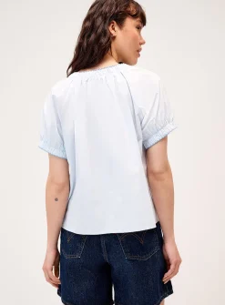 Flower buttons poplin shirt