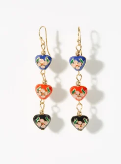 Flower-heart long earrings