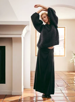 Flowing Draped Crepe Skirt