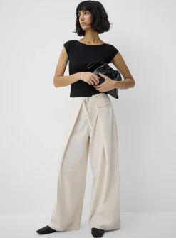 Flowing two-belt wraparound pant