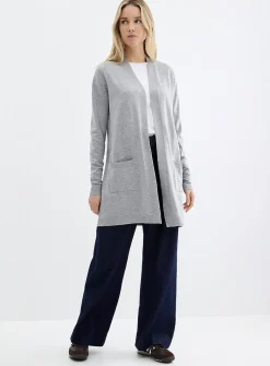 Flowy knit long open cardigan