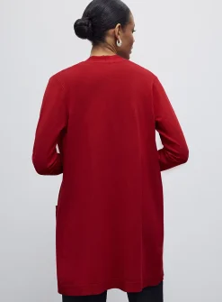 Flowy knit long open cardigan