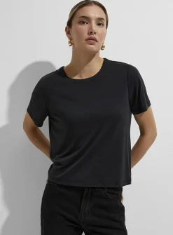 Flowy peachskin boxy-fit T-shirt